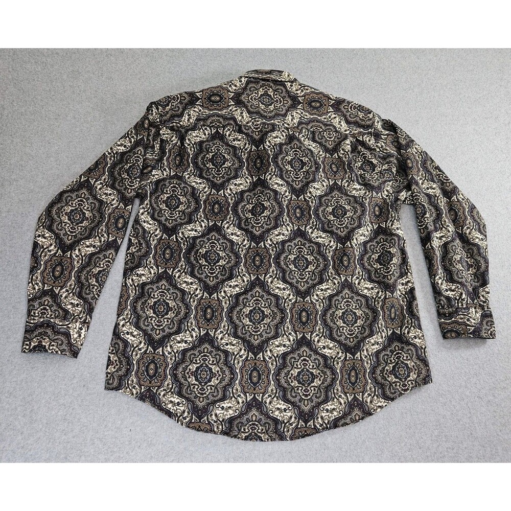 Architect Shirt Mens Sz. M button down long sleeve Geometric browns blues - Picture 5 of 10